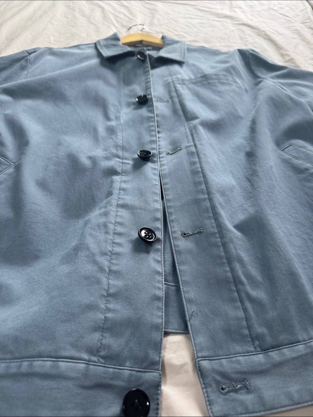 Express Dusty Blue Button-Front Jacket - Picture 3 of 4
